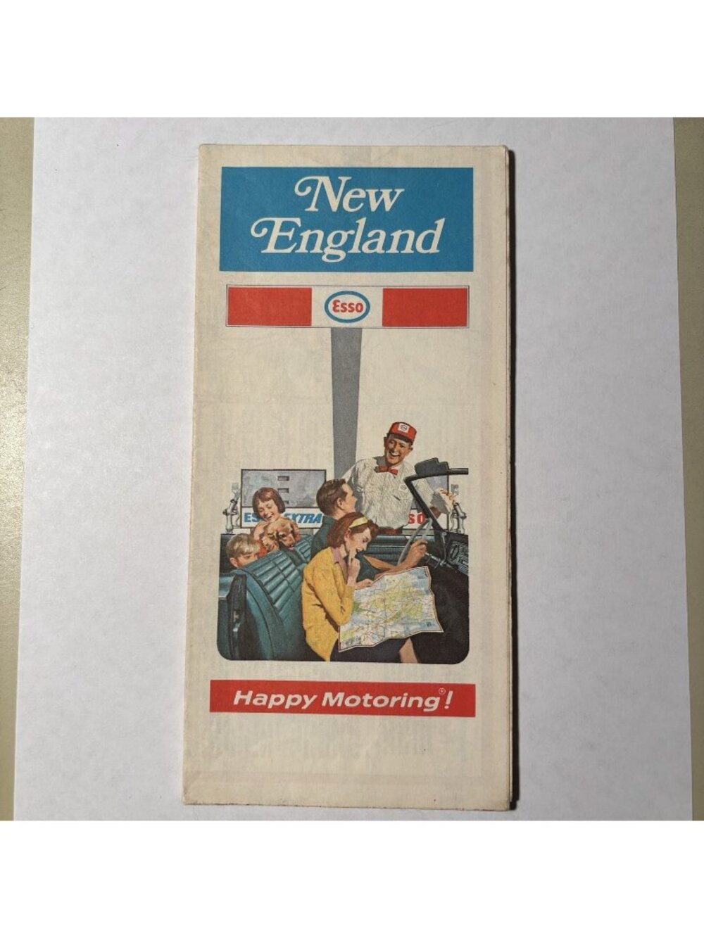 Vintage Esso Humble Oil Gas New England Boston US Travel Tourism Road Map 1972